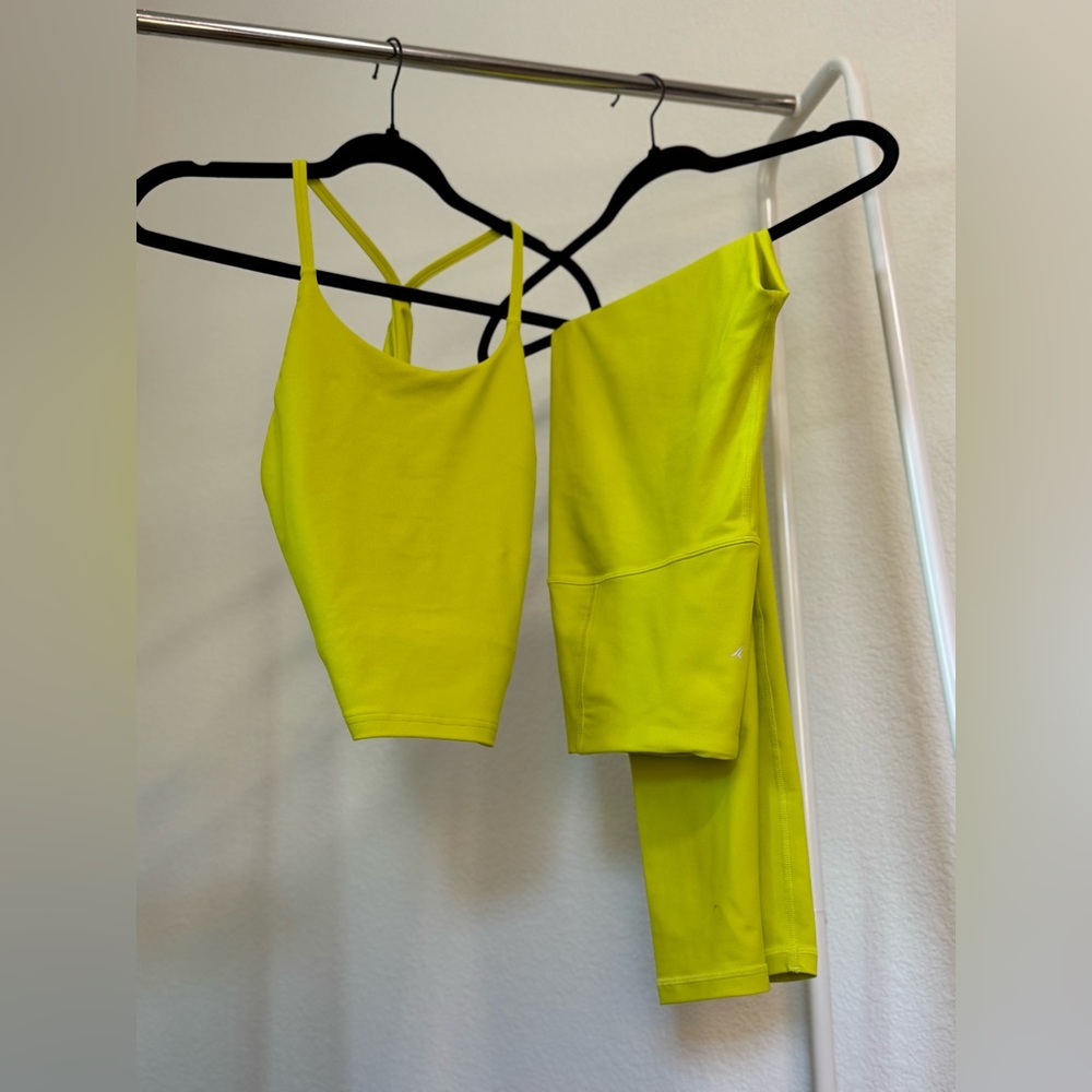 Old Navy Neon Yellow Active Powersoft Activewear Legging & Sports Bra Set